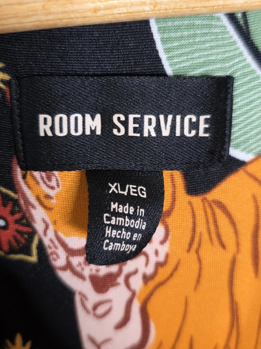 Room Service Black Floral & Tiger Print Pajama Set Long sleeve and Pants Size XL